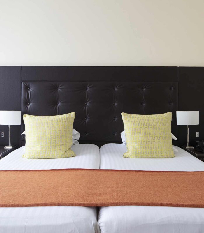 Chambre Twin Supérieure à l’hôtel Le 123 Elysées avec deux lits et deux lampes