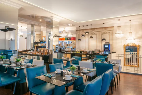 The Malte's breakfast room is a welcoming space where guests can enjoy a delicious buffet with a wide choice